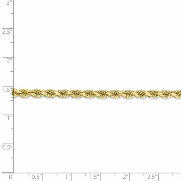 4mm 10k Yellow Gold Diamond Cut Solid Rope Chain Necklace, 24 Inch - Picture 5 of 8